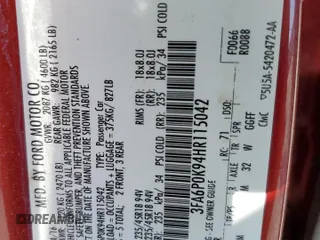 2017 Ford Fusion Titanium with VIN 3FA6P0K94HR115042, listed as a Copart auction lot 52416505 with 108,774 mi miles and Non repairable. Bid and sale history available at DreamBid. Image 13.