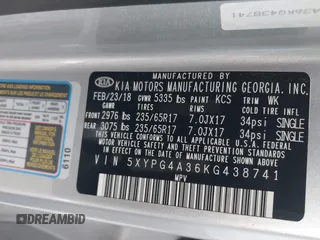 2019 Kia Sorento LX z VIN 5XYPG4A36KG438741, wystawiony jako IAAI lot #42384999 z przebiegiem 94 640 mil mil oraz . Historia ofert i sprzedaży dostępna na DreamBid. Obrazek 9.