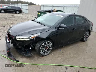 2023 Kia Forte GT with VIN 3KPF44ACXPE533148, listed as a Copart auction lot 43067945 with 57,613 mi miles and Salvage Title. Bid and sale history available at carsss.com. Image 1.