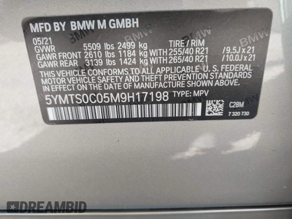 2021 BMW X3 M с VIN 5YMTS0C05M9H17198, выставлен на аукционе IAAI как лот 42083934 с пробегом 50 749 миль миль и . История ставок и продаж доступна на DreamBid. Изображение 9.