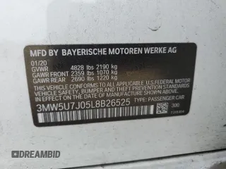 2020 BMW 3 Series M340i with VIN 3MW5U7J05L8B26525, listed as a Copart auction lot 84528894 with 26,380 mi miles and Salvage Title. Bid and sale history available at carsss.com. Image 14.