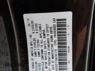 2016 Honda Accord Sedan LX with VIN 1HGCR2F37GA240779, listed as a Copart auction lot 86540084 with 52,356 mi miles and Salvage Title. Bid and sale history available at carsss.com. Image 14.