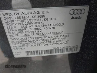2008 Audi Q7 Premium with VIN WA1BY74L98D039862, listed as a IAAI auction lot 42571524 with 182,011 mi miles and . Bid and sale history available at DreamBid. Image 9.