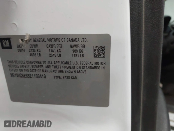 2014 Chevrolet Impala LTZ with VIN 2G1WC5E35E1188410, listed as a IAAI auction lot 42473631 with Not provided miles and . Bid and sale history available at DreamBid. Image 9.