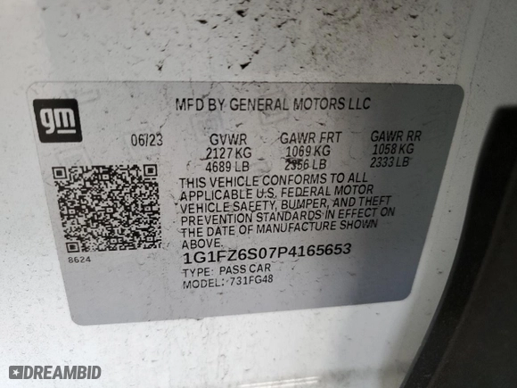 2023 Chevrolet Bolt EUV Premier with VIN 1G1FZ6S07P4165653, listed as a Copart auction lot 48535405 with 3,879 mi miles and Salvage Title. Bid and sale history available at carsss.com. Image 12.