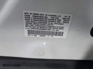 2016 Honda Pilot EX-L with VIN 5FNYF6H52GB057395, listed as a IAAI auction lot 41483056 with 121,805 mi miles. Bid and sale history available at carsss.com. Image 9.
