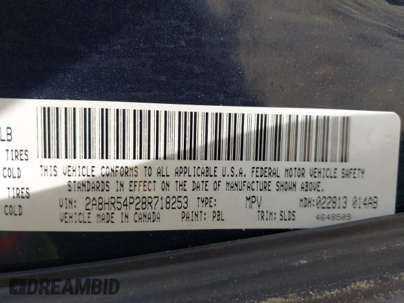 2008 Chrysler Town & Country Touring with VIN 2A8HR54P28R718253, listed as a IAAI auction lot 42099921 with 90,865 mi miles. Bid and sale history available at carsss.com. Image 9.