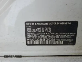 2014 BMW 3 Series 328d with VIN WBA3D3C58EF099338, listed as a Copart auction lot 42738925 with 157,696 mi miles and Salvage Title. Bid and sale history available at carsss.com. Image 12.