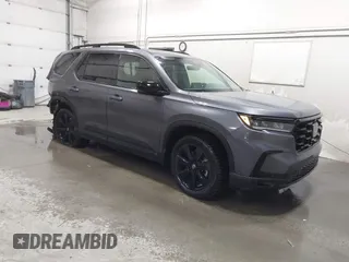 2025 Honda Pilot Black Edition with VIN 5FNYG1H91SB034976, listed as a IAAI auction lot 41677687 with 5,659 mi miles. Bid and sale history available at carsss.com. Image 1.