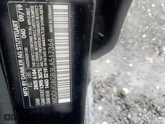 2020 Mercedes-Benz S S 560 with VIN WDDUG8GB3LA517364, listed as a Copart auction lot 73409424 with 61,311 mi miles and Salvage Title. Bid and sale history available at carsss.com. Image 13.