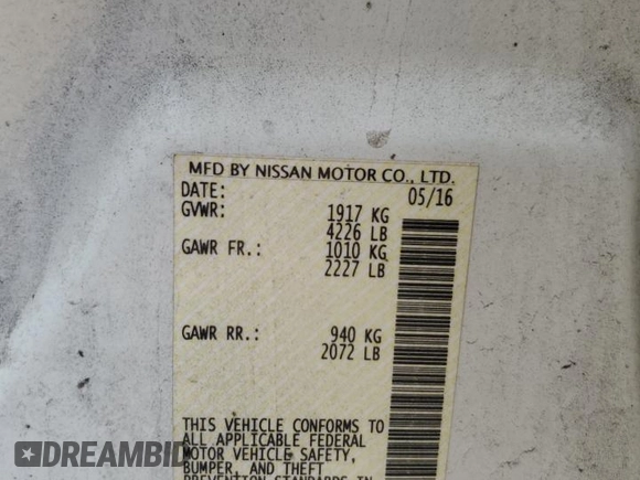 2016 Nissan Altima SR with VIN 1N4AL3APXGC237201, listed as a Copart auction lot 58911425 with 134,106 mi miles and Salvage title. Bid and sale history available at DreamBid. Image 12.