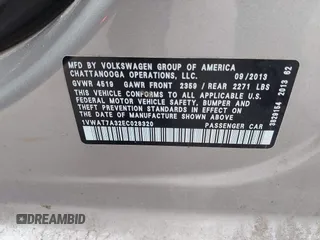 2014 Volkswagen Passat Wolfsburg Edition with VIN 1VWAT7A32EC028320, listed as a IAAI auction lot 41456457 with 173,581 mi miles and . Bid and sale history available at DreamBid. Image 9.