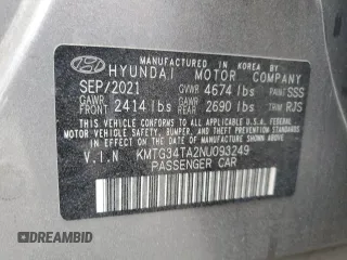 2022 Genesis G70 2.0T with VIN KMTG34TA2NU093249, listed as a Copart auction lot 73362604 with 55,844 mi miles and Salvage Title. Bid and sale history available at carsss.com. Image 14.