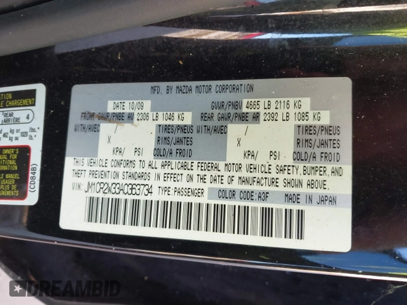 2010 Mazda 5 Sport z VIN JM1CR2W33A0363734, wystawiony jako IAAI lot #41224370 z przebiegiem 151 258 mil mil oraz . Historia ofert i sprzedaży dostępna na DreamBid. Obrazek 9.