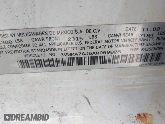 2010 Volkswagen Jetta Wolfsburg Edition с VIN 3VWRA7AJ6AM059828, выставлен на аукционе IAAI как лот 42312767 с пробегом 144 846 миль миль и . История ставок и продаж доступна на DreamBid. Изображение 9.