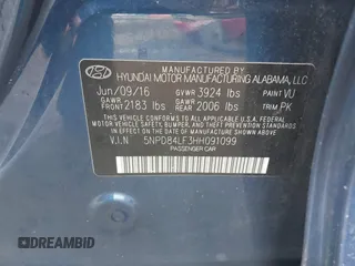 2017 Hyundai Elantra Limited with VIN 5NPD84LF3HH091099, listed as a IAAI auction lot 38867611 with 177,823 mi miles and . Bid and sale history available at DreamBid. Image 9.