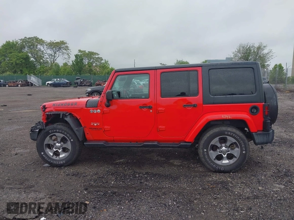 2017 Jeep Wrangler Unlimited Sahara with VIN 1C4HJWEG6HL609208, listed as a IAAI auction lot 42231634 with 87,466 mi miles and . Bid and sale history available at DreamBid. Image 15.