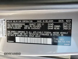 2022 Volvo C40 Recharge Pure Electric Ultimate with VIN YV4ED3GB9N2000302, listed as a Copart auction lot 42180324 with 12,323 mi miles. Bid and sale history available at carsss.com. Image 13.