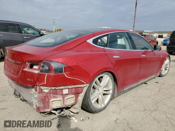 2015 Tesla Model S 85D with VIN 5YJSA1H20FF098488, listed as a Copart auction lot 50399335 with Not Provided miles and Salvage Title. Bid and sale history available at carsss.com. Image 3.