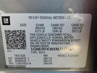 2021 Chevrolet Traverse LS with VIN 1GNERFKWXMJ111923, listed as a Copart auction lot 52743655 with 121,998 mi miles and Non Repairable. Bid and sale history available at carsss.com. Image 14.