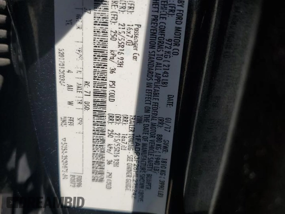 2017 Ford Focus SE with VIN 1FADP3F28HL225242, listed as a Copart auction lot 61728355 with Not provided miles and Clean title. Bid and sale history available at DreamBid. Image 12.