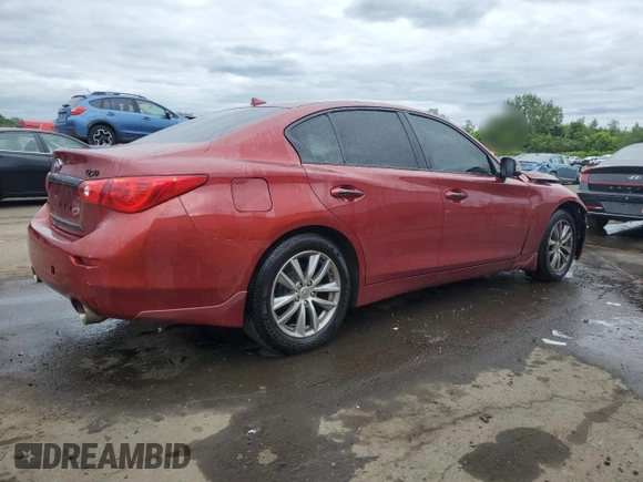 2015 Infiniti Q50 with VIN JN1BV7AR0FM396516, listed as a Copart auction lot 57677055 with 128,369 mi miles and Salvage title. Bid and sale history available at DreamBid. Image 3.