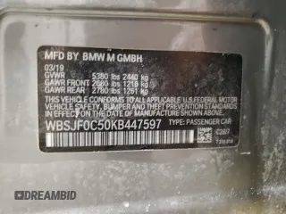 2019 BMW M5 with VIN WBSJF0C50KB447597, listed as a Copart auction lot 45179115 with 40,600 mi miles and Salvage Title. Bid and sale history available at carsss.com. Image 14.