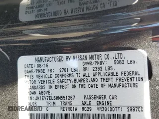 2017 Infiniti Q60 Premium with VIN JN1EV7EL6HM551267, listed as a Copart auction lot 46434555 with 45,072 mi miles and Salvage title. Bid and sale history available at DreamBid. Image 12.
