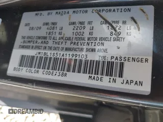2010 Mazda 3 S Grand Touring with VIN JM1BL1S51A1199103, listed as a IAAI auction lot 41946205 with 190,918 mi miles and . Bid and sale history available at carsss.com. Image 9.
