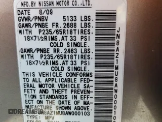 2010 Nissan Murano S z VIN JN8AZ1MU8AW000103, wystawiony jako Copart lot #56358625 z przebiegiem 150 601 mil mil oraz Szkoda całkowita • Salvage title. Historia ofert i sprzedaży dostępna na DreamBid. Obrazek 14.