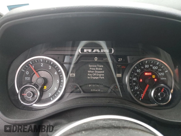 2021 Ram 1500 Big Horn with VIN 1C6SRFBT1MN798825, listed as a Copart auction lot 43116495 with 25,635 mi miles and Salvage Title. Bid and sale history available at carsss.com. Image 9.