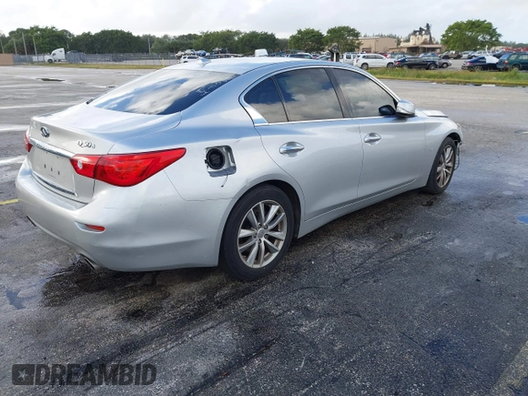 2015 Infiniti Q50 Premium with VIN JN1BV7AP9FM358782, listed as a IAAI auction lot 41103963 with 96,853 mi miles. Bid and sale history available at carsss.com. Image 4.