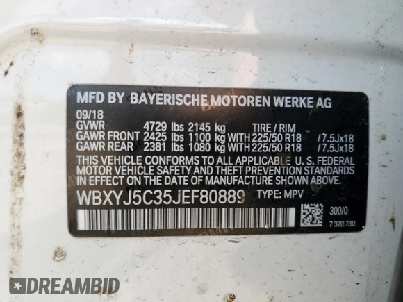 2018 BMW X2 xDrive28i z VIN WBXYJ5C35JEF80889, wystawiony jako Copart lot #57624455 z przebiegiem 80 012 mil mil oraz Szkoda całkowita • Salvage title. Historia ofert i sprzedaży dostępna na DreamBid. Obrazek 13.