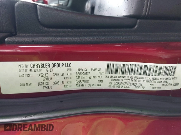 2014 Jeep Grand Cherokee Laredo with VIN 1C4RJFAG7EC213469, listed as a IAAI auction lot 41825075 with 163,417 mi miles. Bid and sale history available at carsss.com. Image 9.
