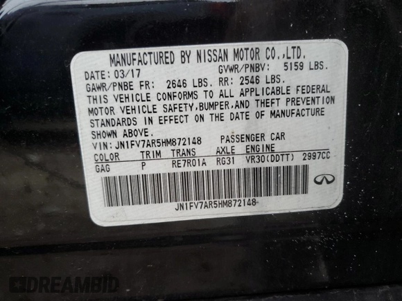 2017 Infiniti Q50 Red Sport 400 with VIN JN1FV7AR5HM872148, listed as a Copart auction lot 88992605 with Not provided miles and Salvage title. Bid and sale history available at DreamBid. Image 12.