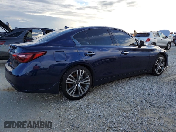 2023 Infiniti Q50 Sensory with VIN JN1EV7CP2PM512518, listed as a Copart auction lot 74486644 with 12,919 mi miles and Non repairable. Bid and sale history available at DreamBid. Image 3.