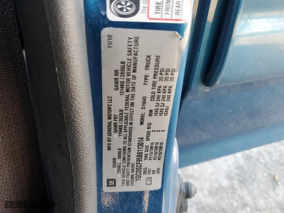 2011 Chevrolet Colorado LT w/1LT with VIN 1GCDSCF95B8113014, listed as a Copart auction lot 83077244 with 138,350 mi miles and Salvage Title. Bid and sale history available at carsss.com. Image 14.