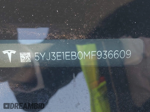 2021 Tesla Model 3 Long Range z VIN 5YJ3E1EB0MF936609, wystawiony jako IAAI lot #41599411 z przebiegiem 55 993 mil mil oraz . Historia ofert i sprzedaży dostępna na DreamBid. Obrazek 9.