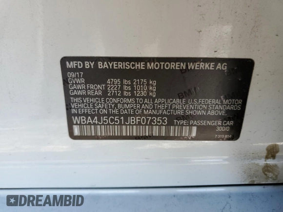 2018 BMW 4 Series 440i with VIN WBA4J5C51JBF07353, listed as a Copart auction lot 42490255 with 49,630 mi miles and Salvage Title. Bid and sale history available at DreamBid. Image 12.