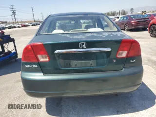 2001 Honda Civic LX with VIN 2HGES16501H606650, listed as a Copart auction lot 52537465 with 199,341 mi miles and Salvage Title. Bid and sale history available at carsss.com. Image 6.