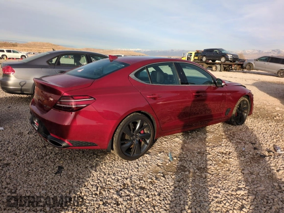 2022 Genesis G70 3.3T z VIN KMTG54TE3NU088591, wystawiony jako Copart lot #85343234 z przebiegiem 43 764 mil mil oraz Szkoda całkowita • Salvage title. Historia ofert i sprzedaży dostępna na DreamBid. Obrazek 3.