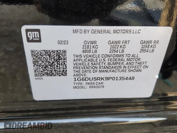 2023 Cadillac CT5 Sport z VIN 1G6DU5RK9P0135448, wystawiony jako Copart lot #70596274 z przebiegiem 9 159 mil mil oraz Szkoda całkowita • Salvage title. Historia ofert i sprzedaży dostępna na DreamBid. Obrazek 14.