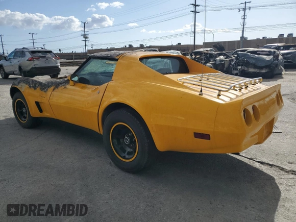 1977 Chevrolet Corvette with VIN 1Z37L7S430874, listed as a Copart auction lot 80905274 with 25,978 mi miles and Non repairable. Bid and sale history available at DreamBid. Image 2.