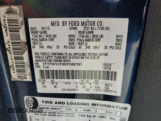 2013 Ford F-150 XL with VIN 1FTFW1CF9DFD82191, listed as a Copart auction lot 49337715 with 222,339 mi miles and Salvage title. Bid and sale history available at DreamBid. Image 12.