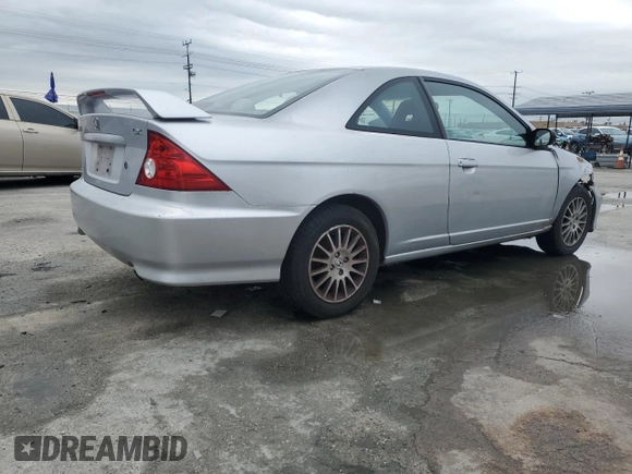 2005 Honda Civic Cpe LX with VIN 1HGEM22555L067702, listed as a Copart auction lot 48069335 with 152,838 mi miles and Salvage Title. Bid and sale history available at carsss.com. Image 3.