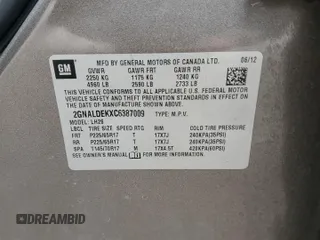 2012 Chevrolet Equinox 1LT z VIN 2GNALDEKXC6387009, wystawiony jako Copart lot #56220205 z przebiegiem 99 836 mil mil oraz Szkoda całkowita • Salvage title. Historia ofert i sprzedaży dostępna na DreamBid. Obrazek 13.