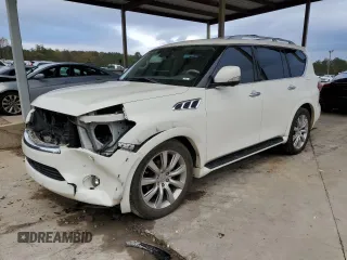 2012 Infiniti QX56 7-passenger with VIN JN8AZ2NE5C9017245, listed as a Copart auction lot 79654654 with 153,294 mi miles and Salvage Title. Bid and sale history available at carsss.com. Image 1.