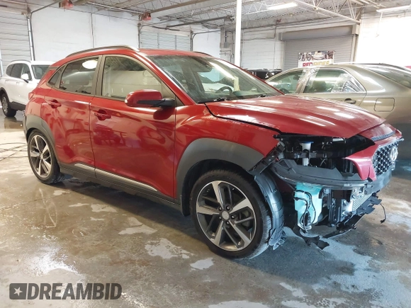 2021 Hyundai Kona Limited with VIN KM8K33A56MU601001, listed as a IAAI auction lot 41376076 with 33,169 mi miles. Bid and sale history available at carsss.com. Image 1.