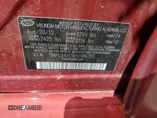 2013 Hyundai Sonata GLS with VIN 5NPEB4AC9DH586755, listed as a Copart auction lot 53889985 with 125,943 mi miles and Salvage Title. Bid and sale history available at carsss.com. Image 12.