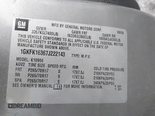 2007 GMC Yukon XL SLT with VIN 1GKFK16367J222143, listed as a IAAI auction lot 41676370 with 211,565 mi miles. Bid and sale history available at carsss.com. Image 9.
